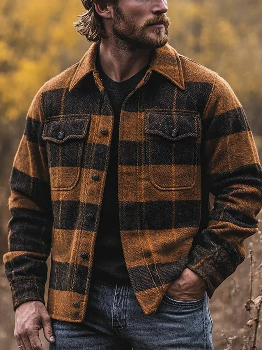 Veste à carreaux décontractée pour hommes