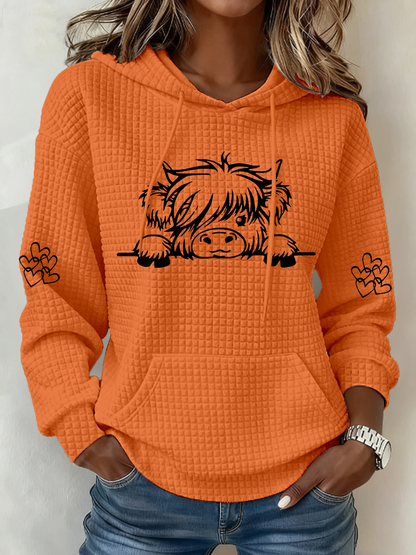 Haut décontracté Highland Cow Print Femme