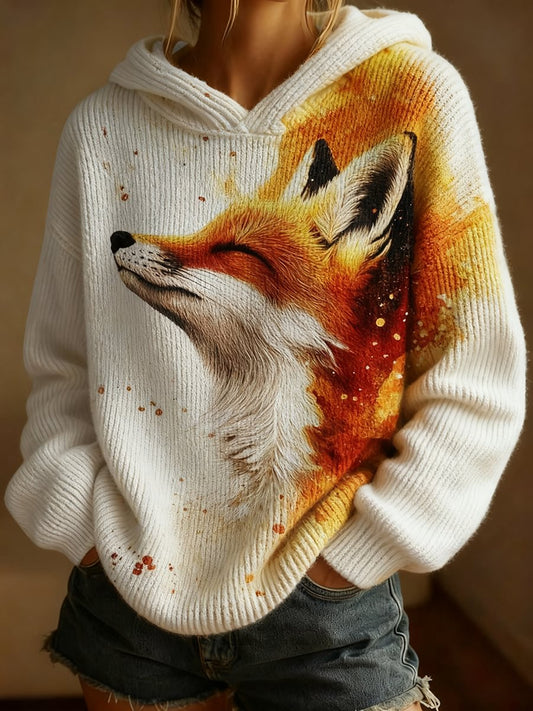 Chandail Winter Fox Art Print pour femme