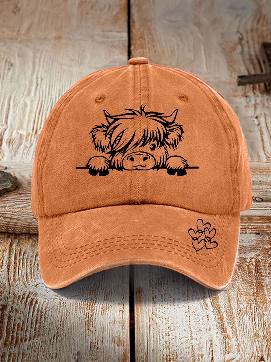 Casquette unisexe décontractée à imprimé vache Highland