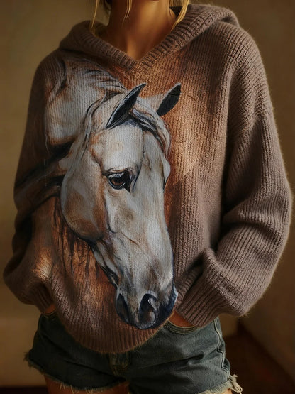 Haut décontracté rétro cheval imprimé femme