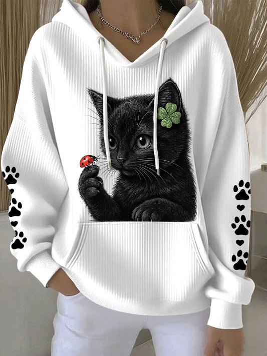 Hoodies à imprimé chat pour femmes