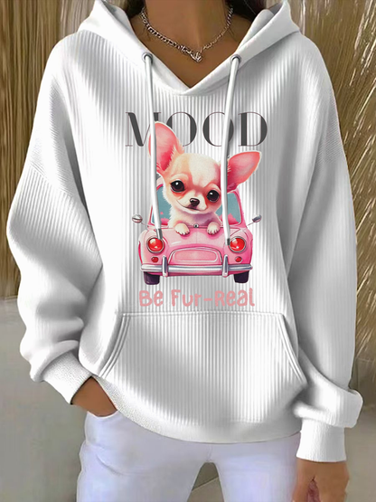 Sweat à capuche imprimé Chihuahua pour femme