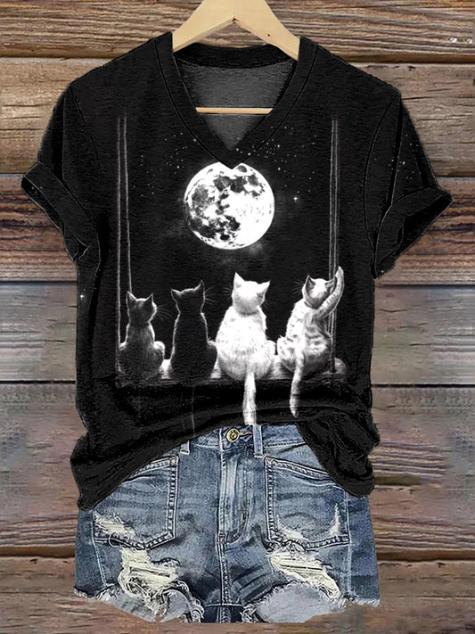 T-shirt à manches courtes Moon And Cats Femme