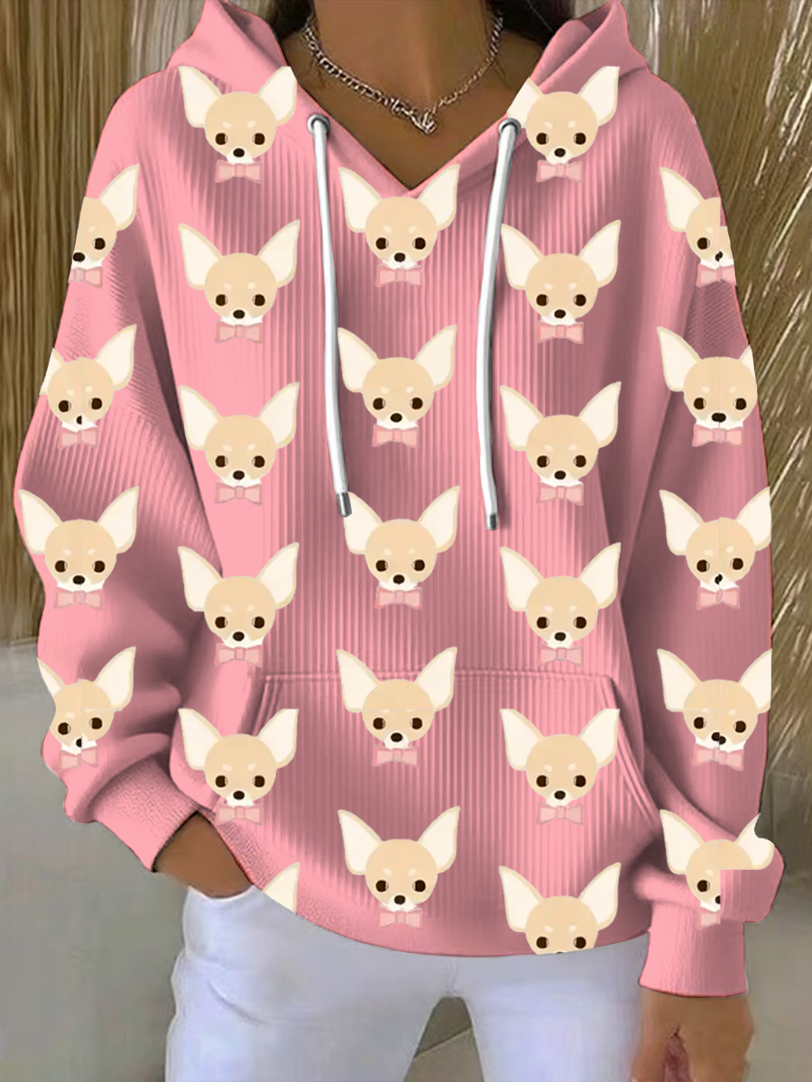 Sweat à capuche imprimé Chihuahua pour femme