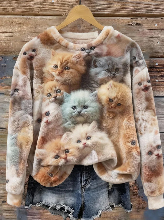 Top en flanelle décontracté à imprimé animal rétro pour femmes