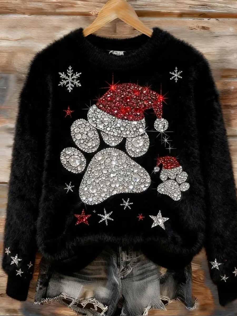 Haut en flanelle décontracté à imprimé animal de Noël rétro pour femmes