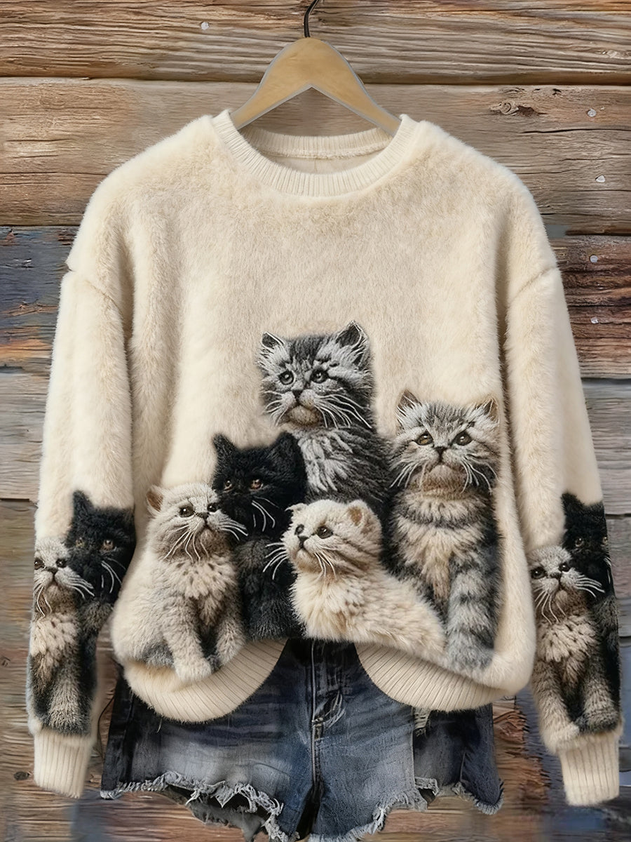 Top en flanelle décontracté à imprimé animal rétro pour femmes