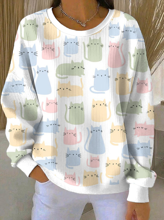 Sweat-shirt décontracté à imprimé animal mignon pour femmes