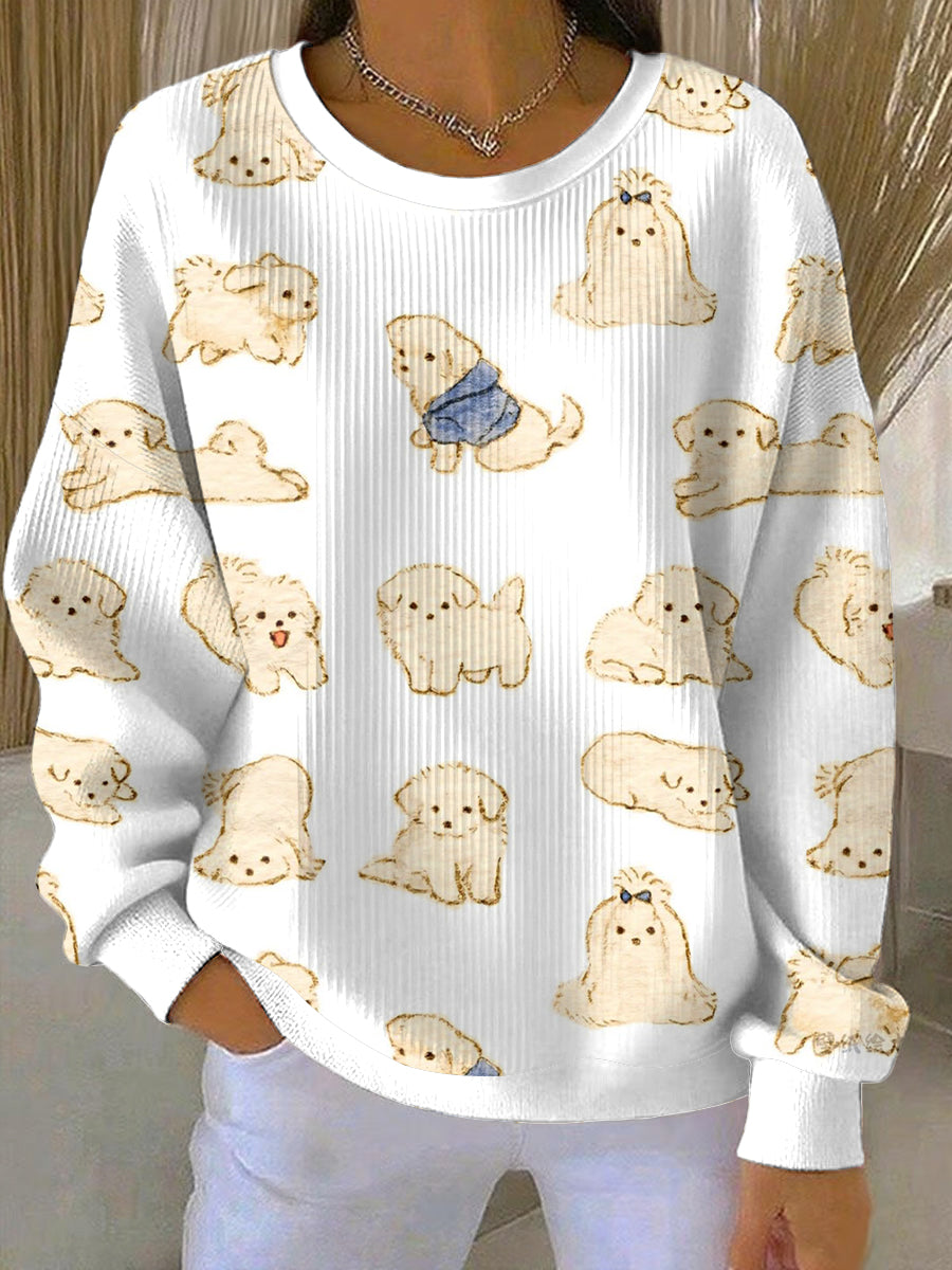 Sweat-shirt décontracté à imprimé animal mignon pour femmes