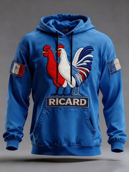 Sweat à capuche décontracté pour homme Drapeau français Ricard