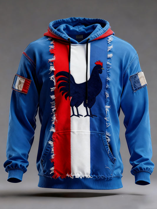Sweat à capuche décontracté pour homme Drapeau français Ricard