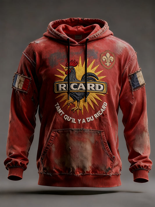 Sweat à capuche décontracté pour homme Drapeau français Ricard