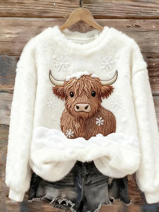 Top en flanelle décontracté à imprimé animal rétro pour femmes