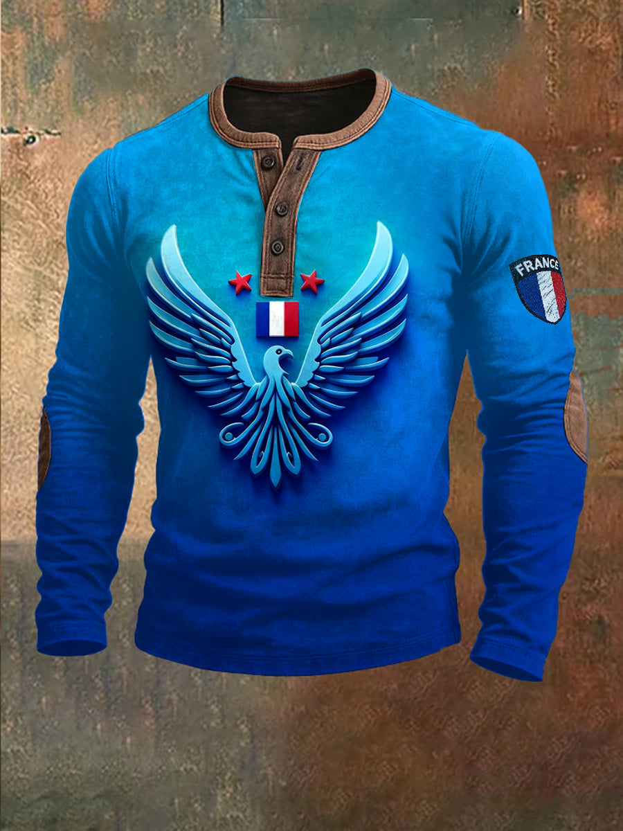 Chemise Homme À Manches Longues Dégradé Bleu Français