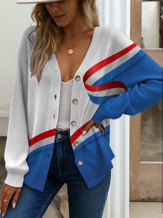 Veste de cardigan de drapeau français des femmes