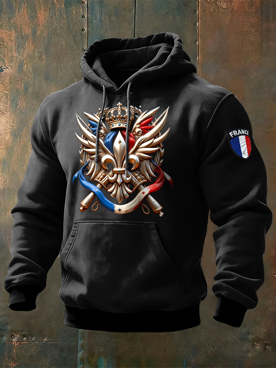 Sweat-shirt à capuche décontracté pour hommes, drapeau français