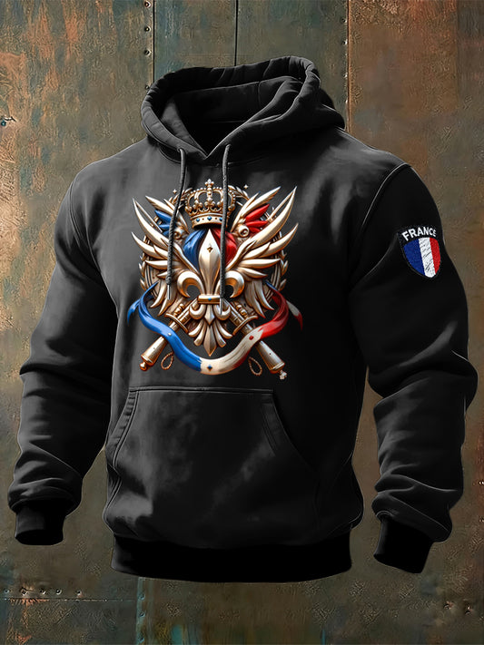 Sweat-shirt à capuche décontracté pour hommes, drapeau français