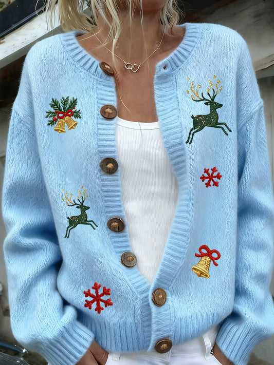 Femmes Noël Animal Art Casual Cardigan Top