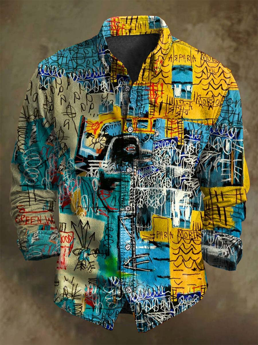 Chemise Décontractée Punk Art Abstrait Imprimé à Manches Longues