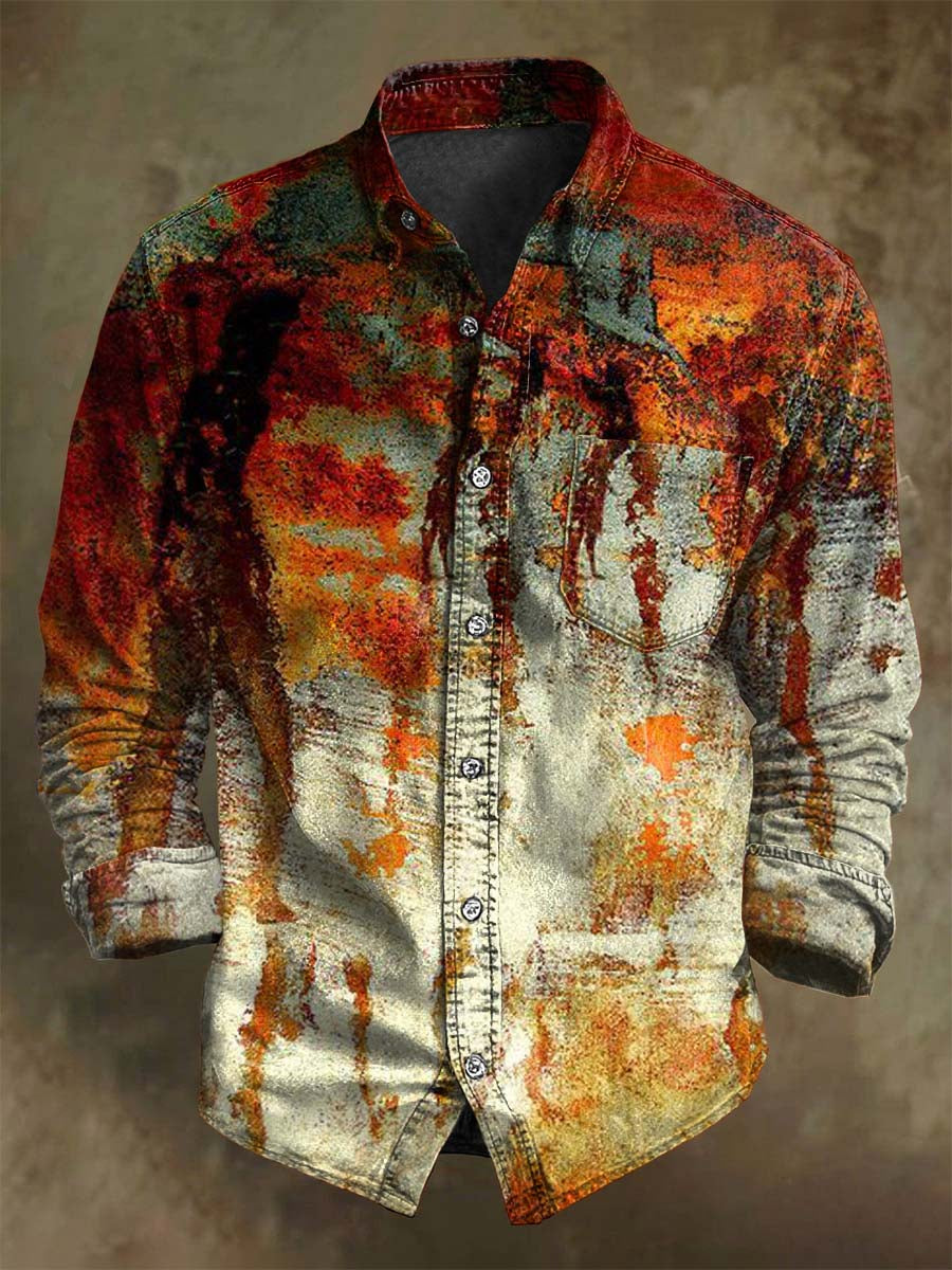 Chemise décontractée à manches longues à imprimé de couleur dégradé abstrait