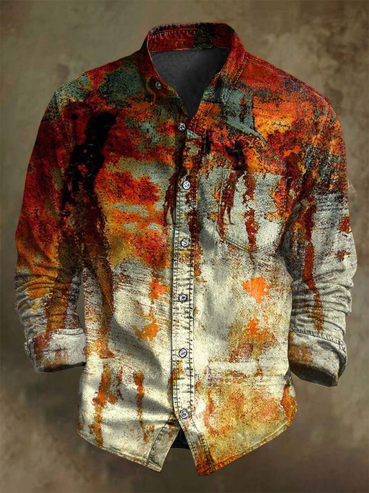 Chemise décontractée à manches longues à imprimé de couleur dégradé abstrait