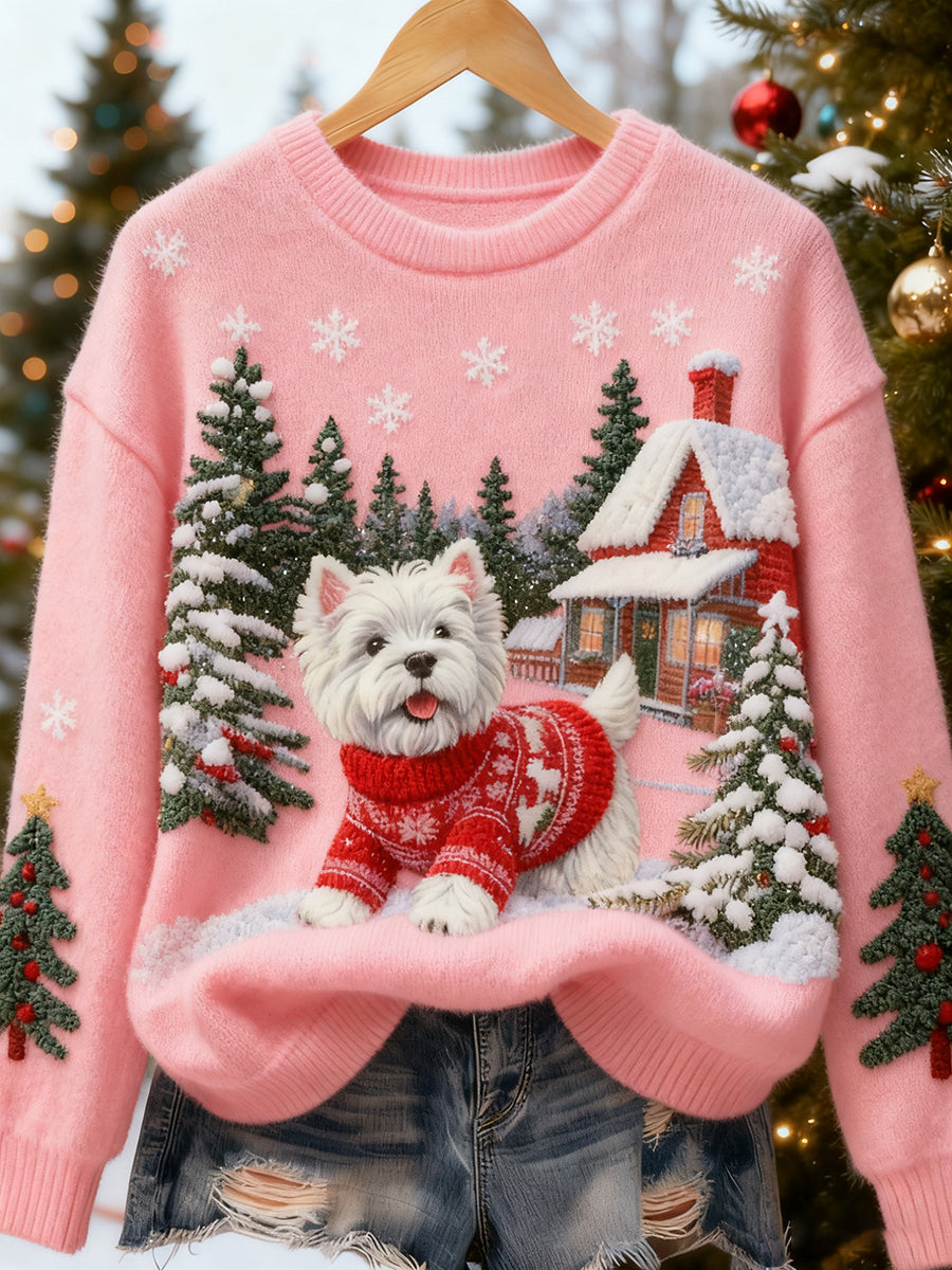 Top Décontracté en Flanelle Imprimé Art de Noël Animal Rétro Femme