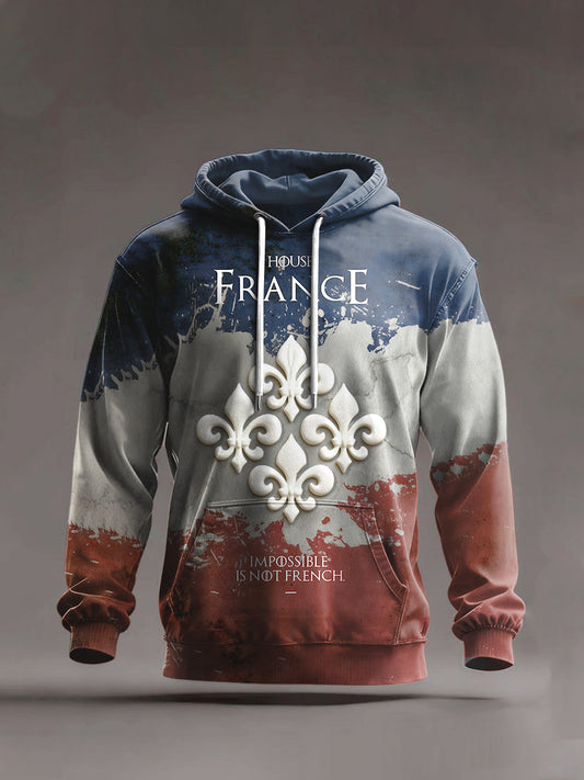 Sweat-shirt décontracté pour hommes, drapeau français