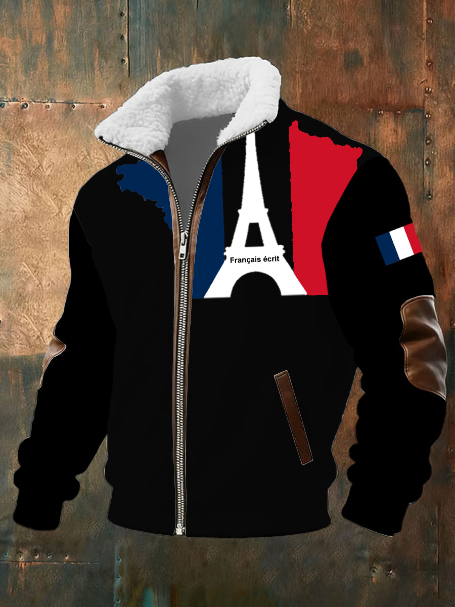 Sweat à capuche à demi-zip décontracté imprimé rétro pour hommes