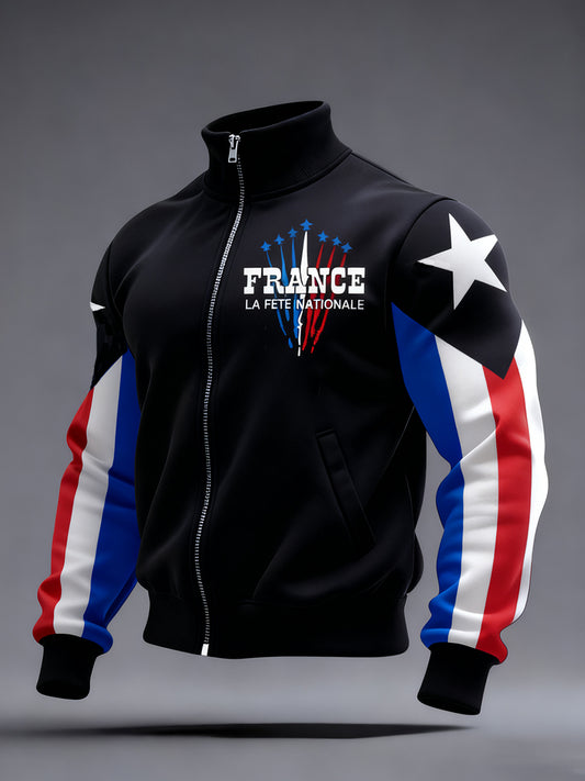 Chandail à capuchon zippé France La Fete Nationale Homme