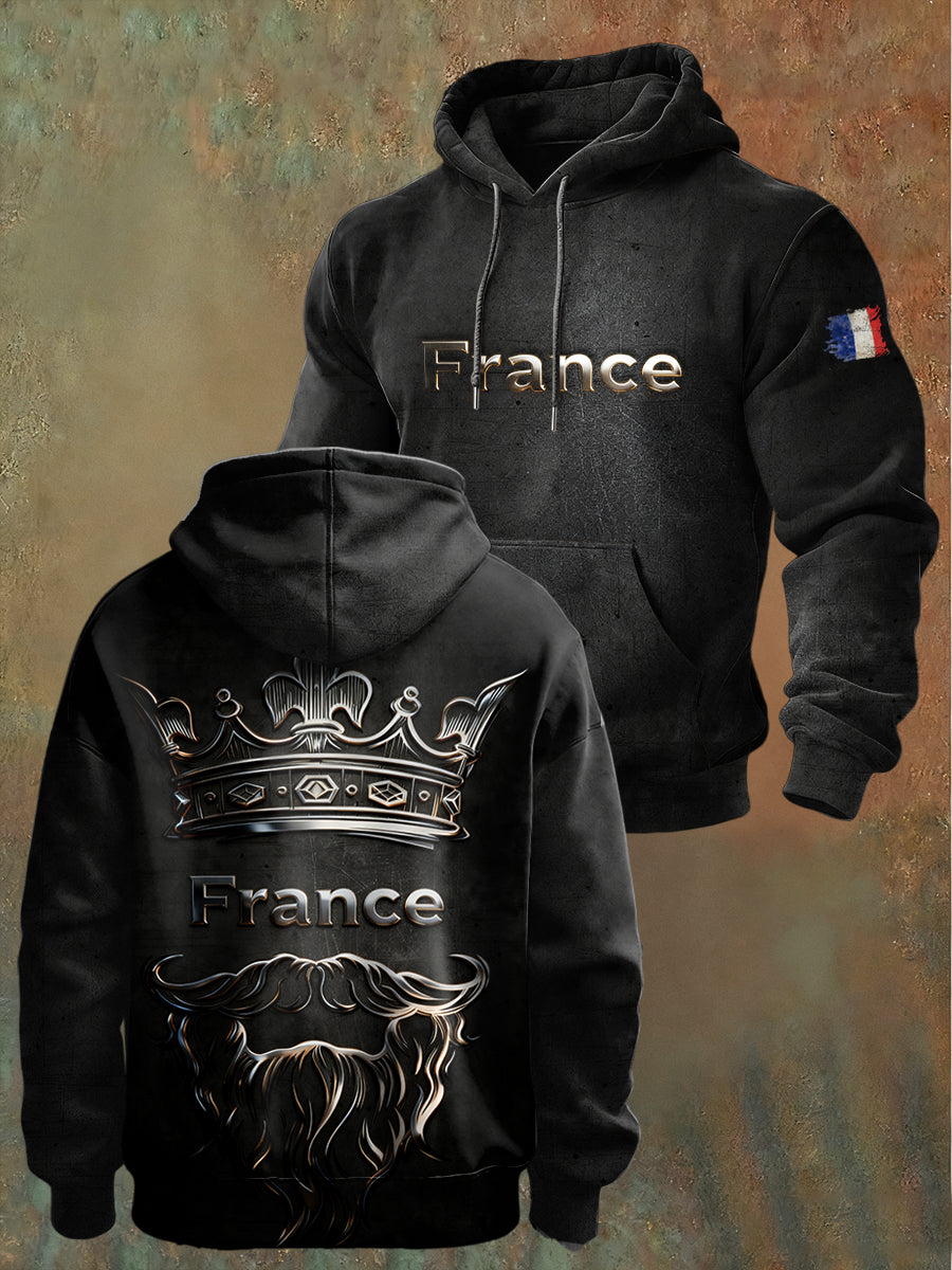 Sweat-shirt Homme Noir Français Vintage Décontracté