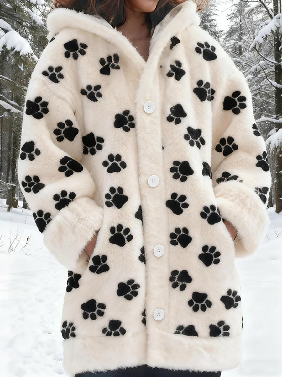 Rétro Animal Art Imprimer confortable Flanelle Cardigan Femme