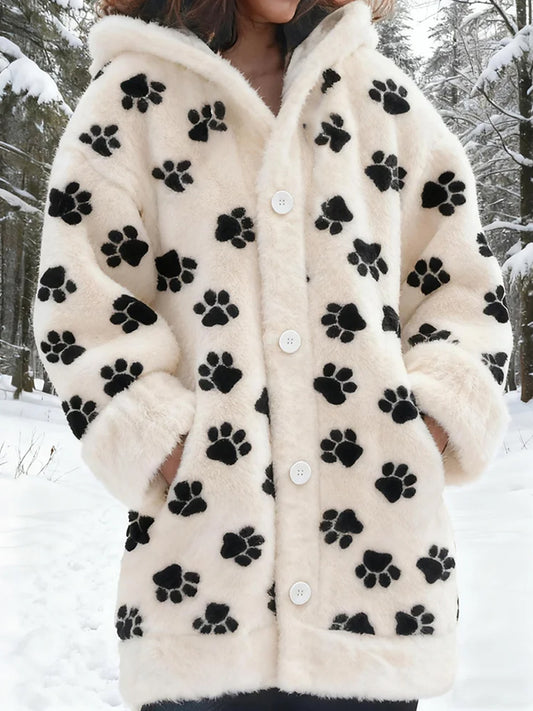 Rétro Animal Art Imprimer confortable Flanelle Cardigan Femme