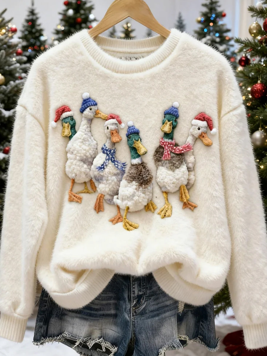 Top Décontracté en Flanelle Imprimé Art de Noël Animal Rétro Femme