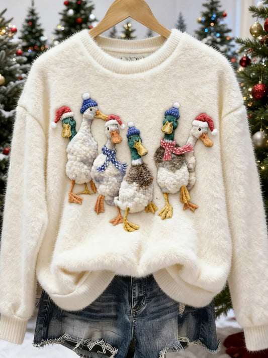 Top Décontracté en Flanelle Imprimé Art de Noël Animal Rétro Femme