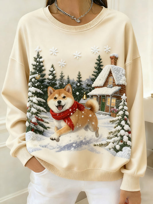 Haut confortable rétro imprimé art animal pour femmes