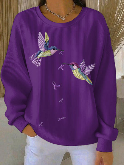 Femme Alzheimer Awareness Art Violet Floral Imprimé Sweatshirt