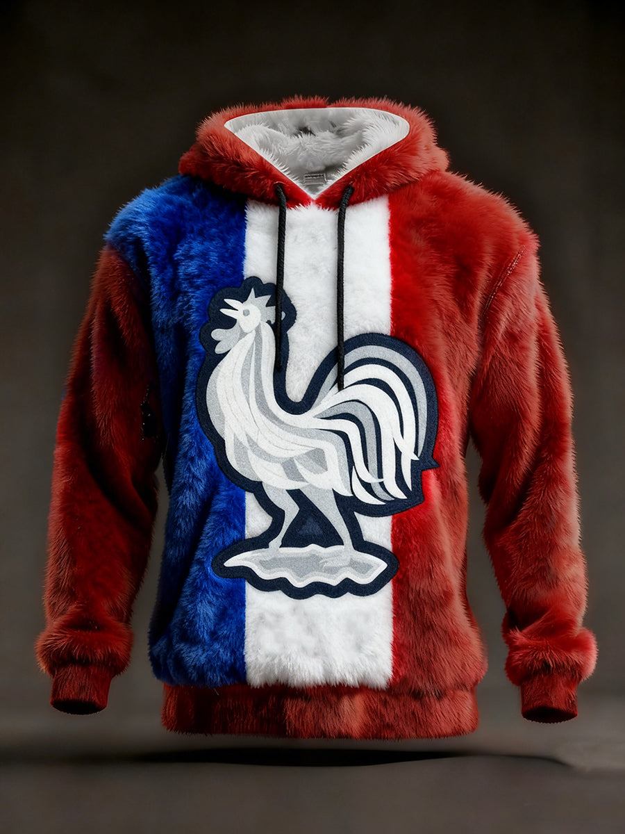 Chandail à capuchon Le Coq Gaulois Du Drapeau Français pour homme