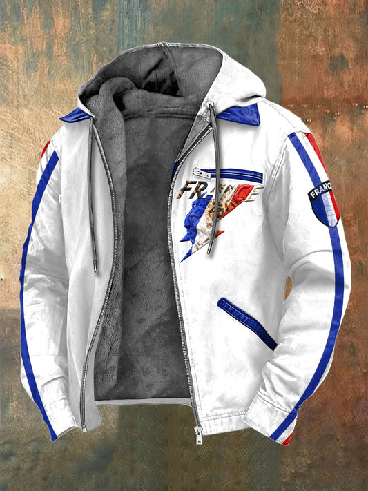 Veste tendance drapeau français tigre blanc pour homme