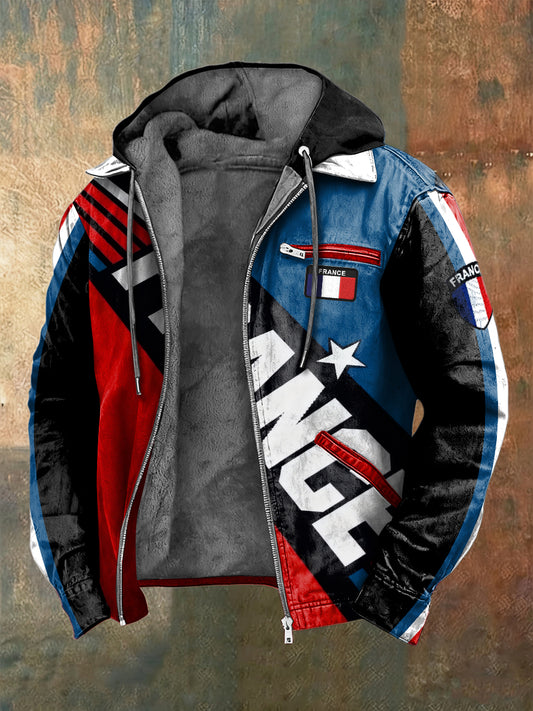 Veste doublée d'ouatine de la mode du drapeau français des hommes