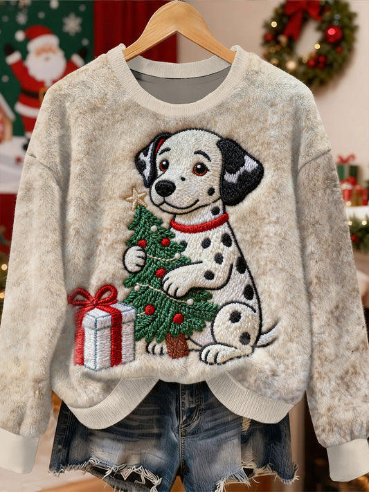 Sweat-shirt à manches longues décontracté magnifique motif de chien de Noël