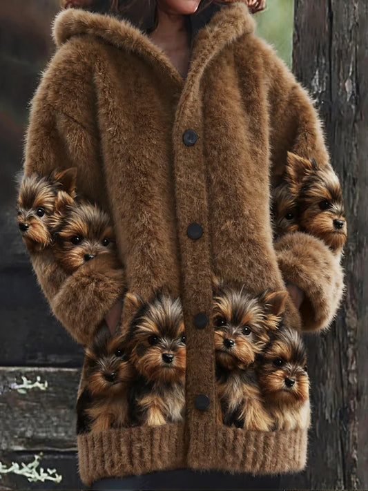 Veste en flanelle décontractée rétro à imprimé animal pour femmes