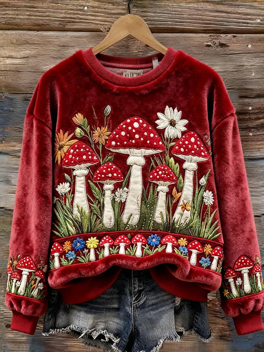 Top Décontracté en Flanelle Imprimé Art de Noël Animal Rétro Femme