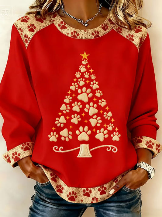 Haut Décontracté Arbre de Noël Imprimé Art Femme