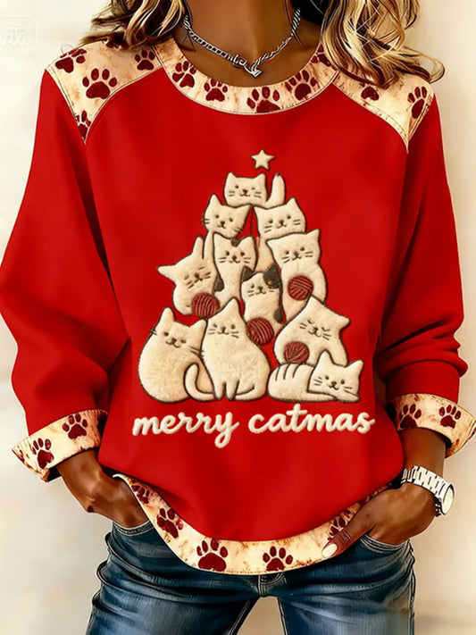 Haut Décontracté Arbre de Noël Imprimé Art Femme