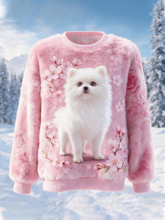 Top Décontracté en Flanelle Imprimé Art de Noël Animal Rétro Femme