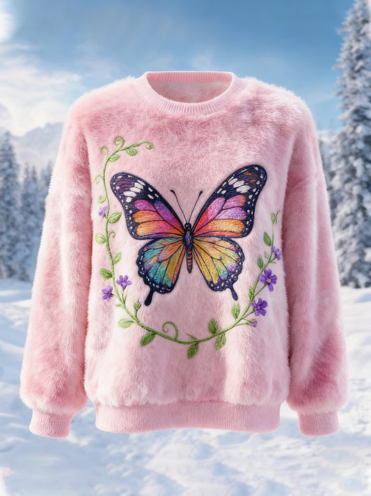 Top Décontracté en Flanelle Imprimé Art de Noël Animal Rétro Femme