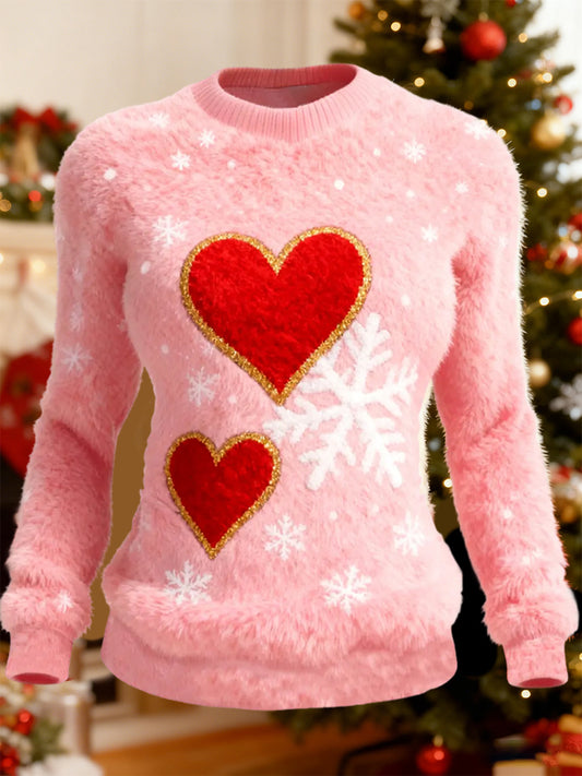 Top Décontracté en Flanelle Imprimé Art de Noël Animal Rétro Femme