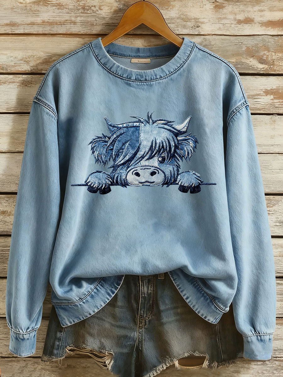 Highland Cow Art Print Chemise de sport décontractée pour femmes