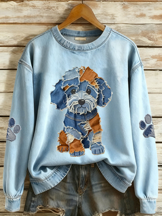 Cowboy Collage Animal Imprimé Sweat-shirt à manches longues pour femmes